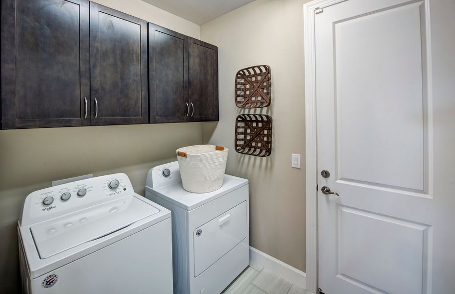 Utility room with washer/dryer and room for additional storage Utility room with washer/dryer and room for additional storage
