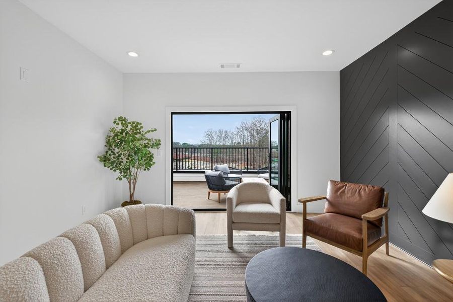 Furnished interior view inside a new home in Skyview On Broad, Sugar Hill (Image 36). Furnished interior view inside a new home in Skyview On Broad, Sugar Hill (Image 36).