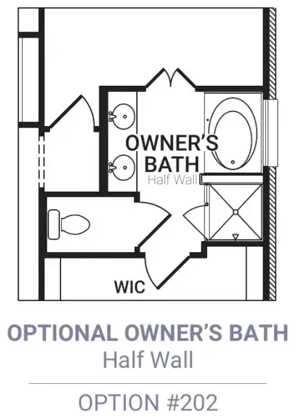 Master Bath – Tub Shower 1/2 Wall