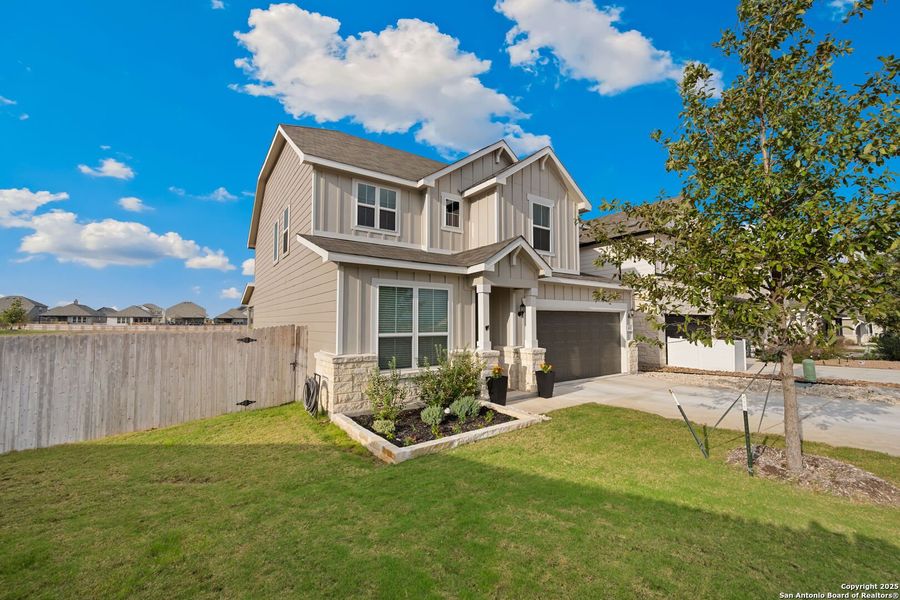 Front exterior of a new home in Lily Springs, Seguin, TX, highlighting curb appeal (Image 2).