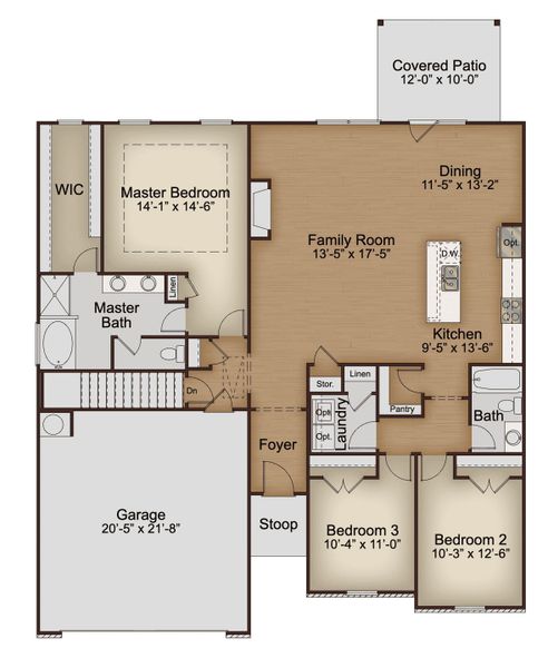 2D floor plan layout for the Brentwater by McKinley Homes in Glassmanor Ridge, Gainesville, GA (Image 4).