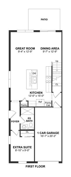 2D floor plan layout for the Celina by K. Hovnanian® Homes in Aspire at Canter Creek Townhomes, Davenport, FL (Image 3).