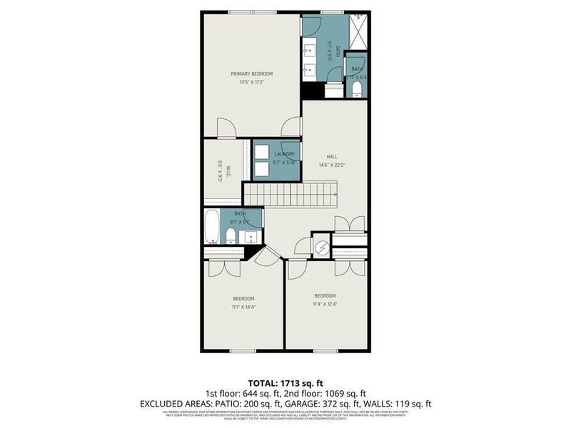 2D floor plan layout of this home in Gates at Hamilton Grove, Marietta, GA (Image 7).
