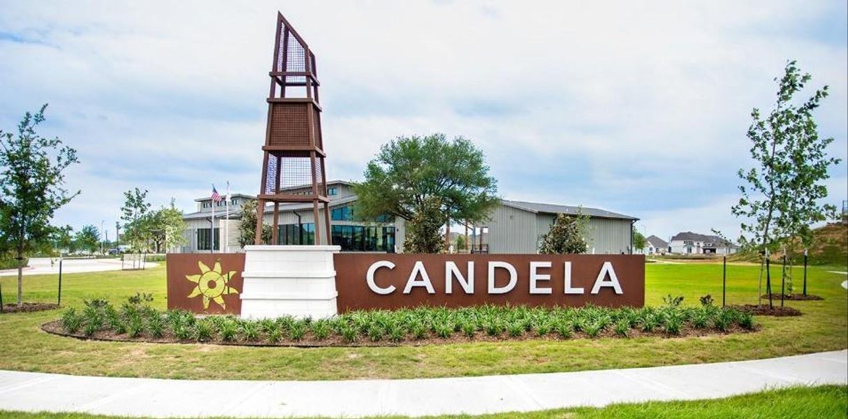 Front exterior of a new home in Candela 40', Richmond, TX, highlighting curb appeal (Image 1).