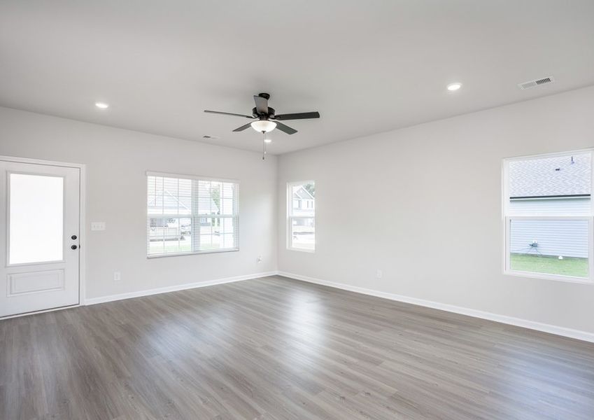 Vinyl flooring throughout.