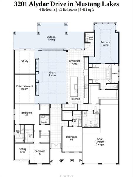 2D floor plan layout of this home in Mustang Lakes, Celina, TX (Image 3). 2D floor plan layout of this home in Mustang Lakes, Celina, TX (Image 3).