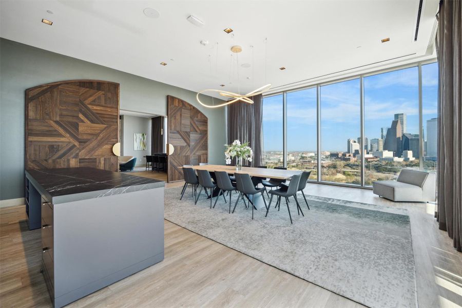 A private Residences floor for homeowners. Featuring resident entertainment area, catering kitchen, conference room, card room and exercise plunge pool.