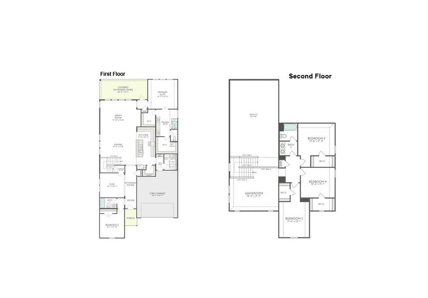 2D floor plan layout for the Evelyn by Tri Pointe Homes in LaPrelle, Haslet, TX (Image 4).