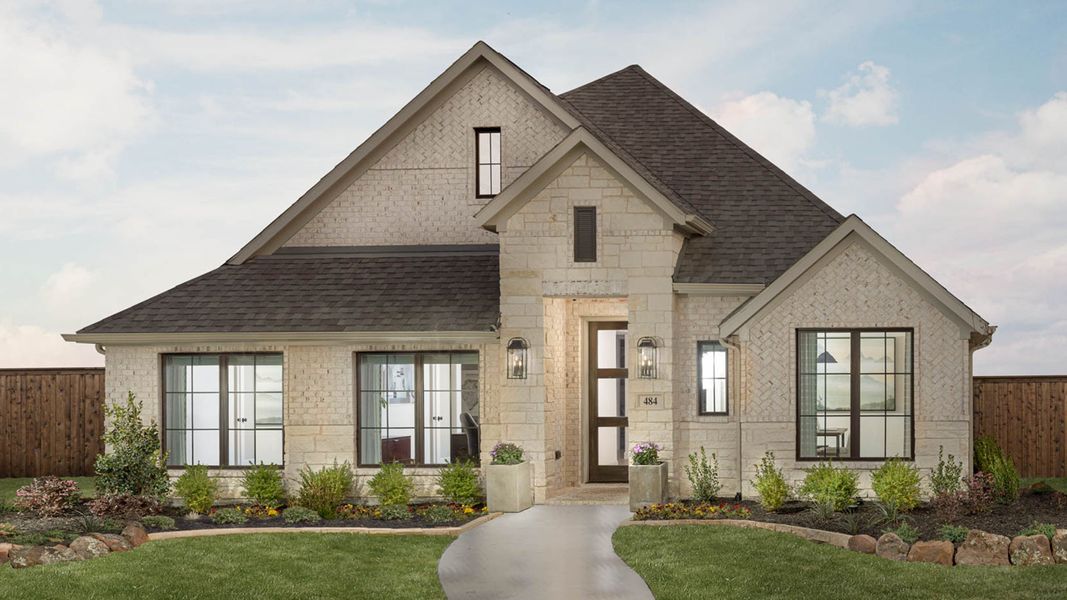 Front exterior of a new home in Sweetgrass, Haslet, TX, highlighting curb appeal (Image 2). Front exterior of a new home in Sweetgrass, Haslet, TX, highlighting curb appeal (Image 2).