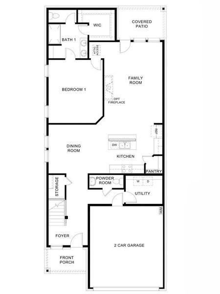 2D floor plan layout for the Riley by D.R. Horton in The Reserve at Spiritas Ranch, Little Elm, TX (Image 3).