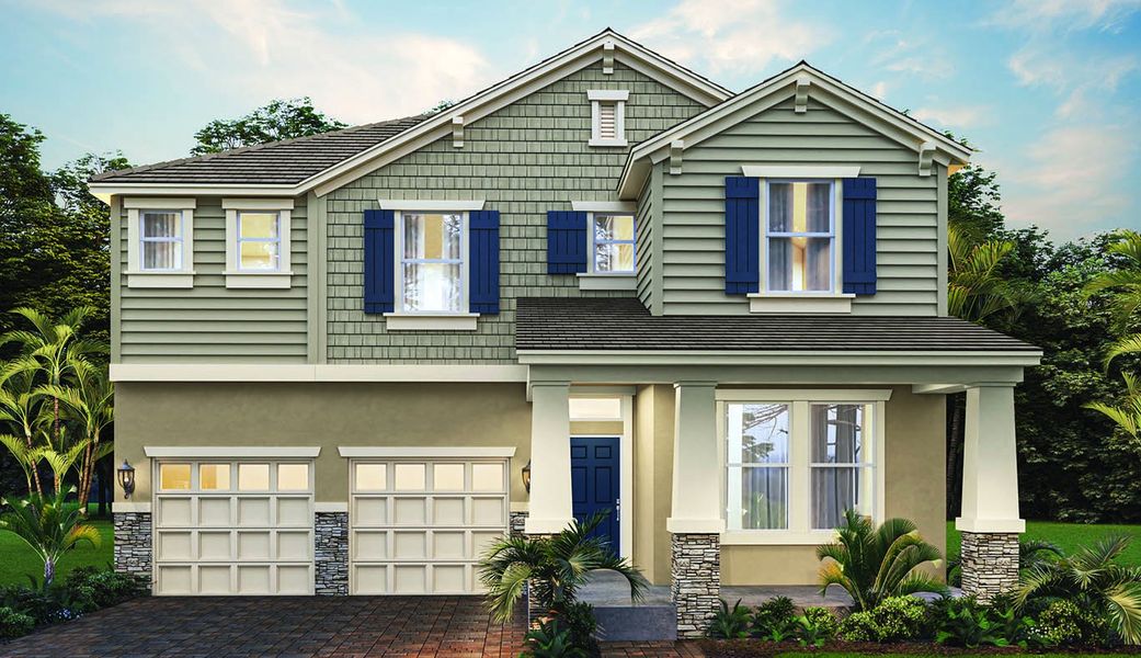 Front exterior of a new home in Waterleigh, Winter Garden, FL, highlighting curb appeal (Image 2).