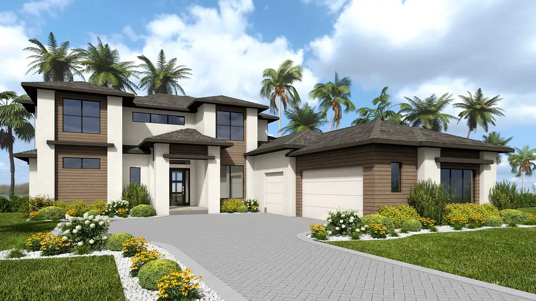 Representative exterior photo of a completed home built from the 3865F by Perry Homes in Star Farms At Lakewood Ranch 90', Lakewood Ranch, FL (Image 6). Representative exterior photo of a completed home built from the 3865F by Perry Homes in Star Farms At Lakewood Ranch 90', Lakewood Ranch, FL (Image 6).