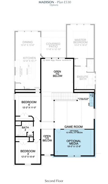 2D floor plan layout for the Madison by Landon Homes in Fields - East Village, Frisco, TX (Image 10). 2D floor plan layout for the Madison by Landon Homes in Fields - East Village, Frisco, TX (Image 10).