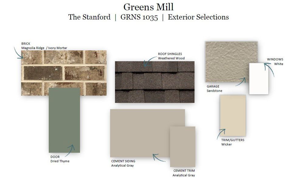 Sample of building materials used in homes in The Landing at Greens Mill, Columbia (Image 40). Sample of building materials used in homes in The Landing at Greens Mill, Columbia (Image 40).