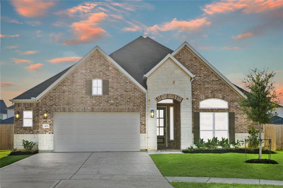 Front exterior of a new home in Beacon Hill, Waller, TX, highlighting curb appeal (Image 15). Front exterior of a new home in Beacon Hill, Waller, TX, highlighting curb appeal (Image 15).