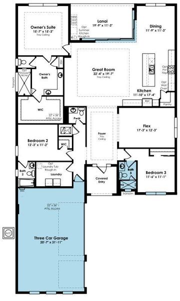 2D floor plan layout of this home in Cresswind Palm Beach at Westlake, Westlake, FL (Image 5).