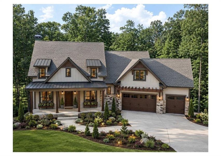 Front exterior of a new home in , Alpharetta, GA, highlighting curb appeal (Image 1). Front exterior of a new home in , Alpharetta, GA, highlighting curb appeal (Image 1).