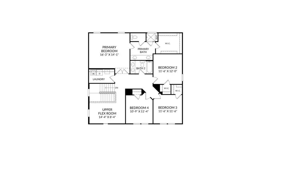 2D floor plan layout for the The Maisie II by Stanley Martin Homes in Croftside Single Family Homes, Powder Springs, GA (Image 6).