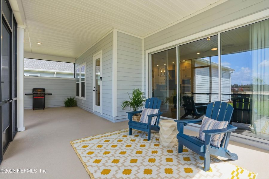 Exterior details and patio area of a home in Seven Pines 50' Rear Entry, Jacksonville (Image 28).