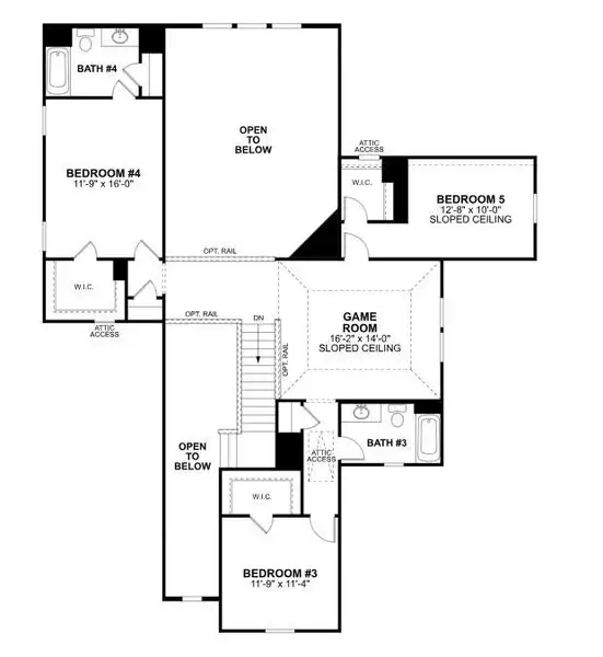 2D floor plan layout of this home in The Oaks on 6th Street, Magnolia, TX (Image 4).