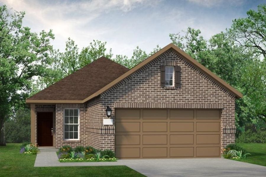 Representative exterior photo of a completed home built from the Burnet by UnionMain Homes in Elevon, Lavon, TX (Image 2). Representative exterior photo of a completed home built from the Burnet by UnionMain Homes in Elevon, Lavon, TX (Image 2).