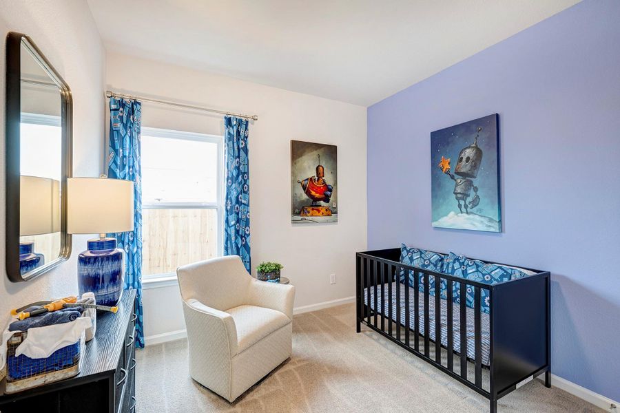 Piedmont- Secondary Bedroom. Sample image for illustration; upgrades, options, and colors may vary.