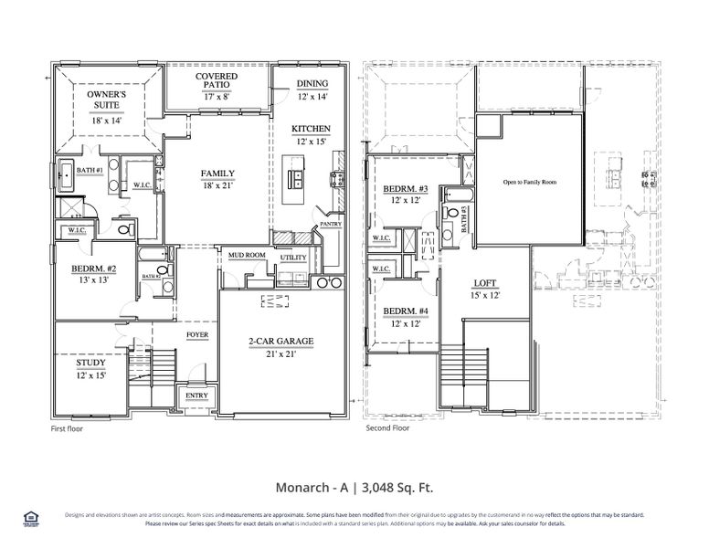 2D floor plan layout for the Monarch by Our Country Homes in Parks of Aledo, Aledo, TX (Image 3).