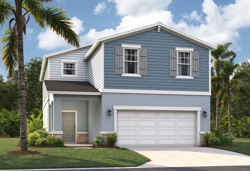 Front exterior of a new home in Wynnstone, Davenport, FL, highlighting curb appeal (Image 1).