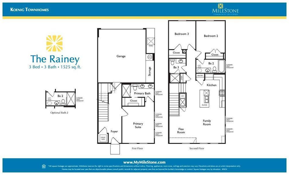 2D floor plan layout of this home in Koenig Townhomes, Austin, TX (Image 2).