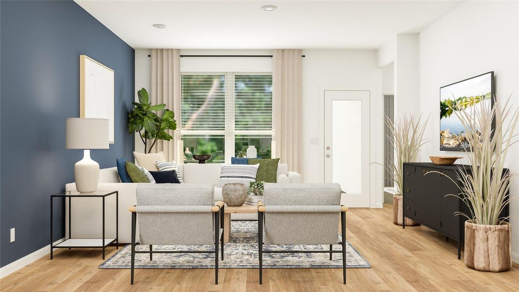 Furnished interior view inside a new home in Cotton Brook: Claremont Collection, Hutto (Image 16).