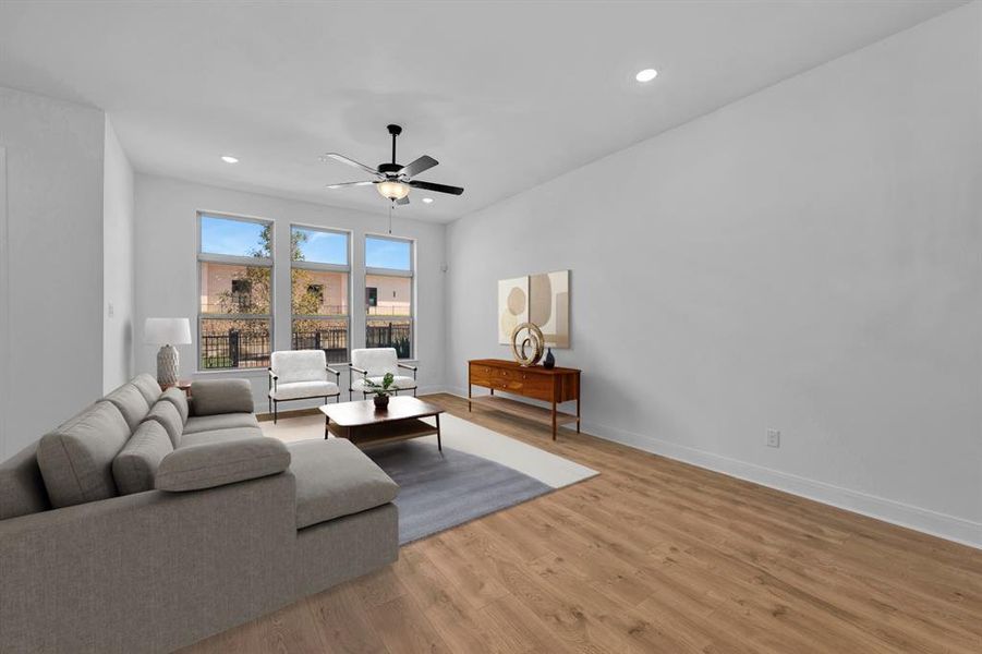 Furnished interior view inside a new home in Hillside at Las Colinas, Irving (Image 4). Furnished interior view inside a new home in Hillside at Las Colinas, Irving (Image 4).