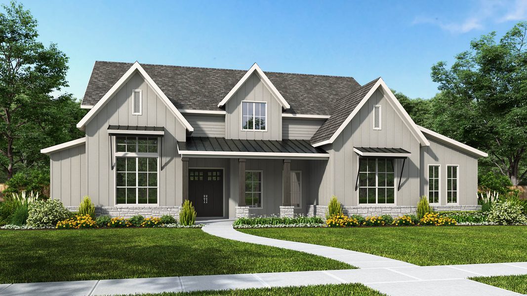 Representative exterior photo of a completed home built from the 3992A by Perry Homes in Vintage Oaks, New Braunfels, TX (Image 2). Representative exterior photo of a completed home built from the 3992A by Perry Homes in Vintage Oaks, New Braunfels, TX (Image 2).