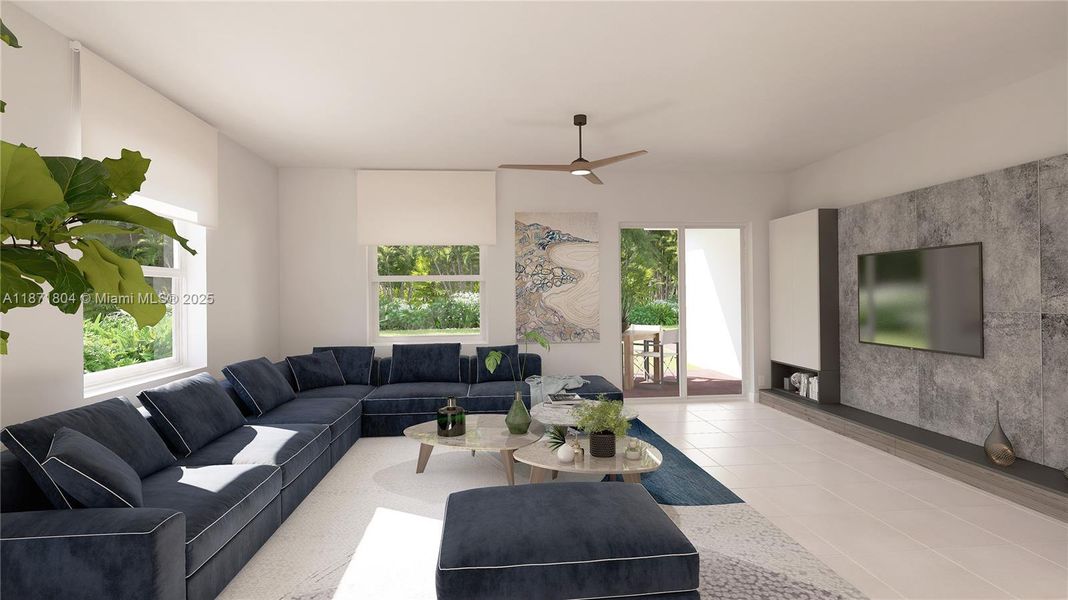 Furnished interior in a model home at Hawthorne at Galiano Pointe in Miami (Image 18).