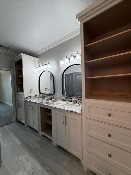 Master bath with his and her sink