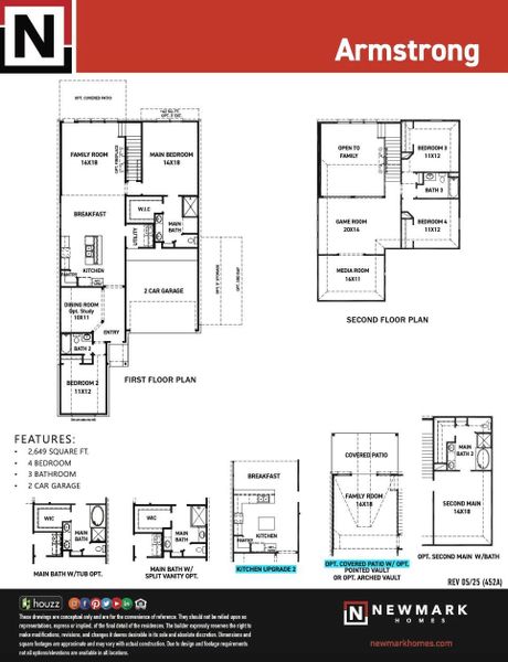 2D floor plan layout of this home in Sienna 45', 50', Missouri City, TX (Image 4).