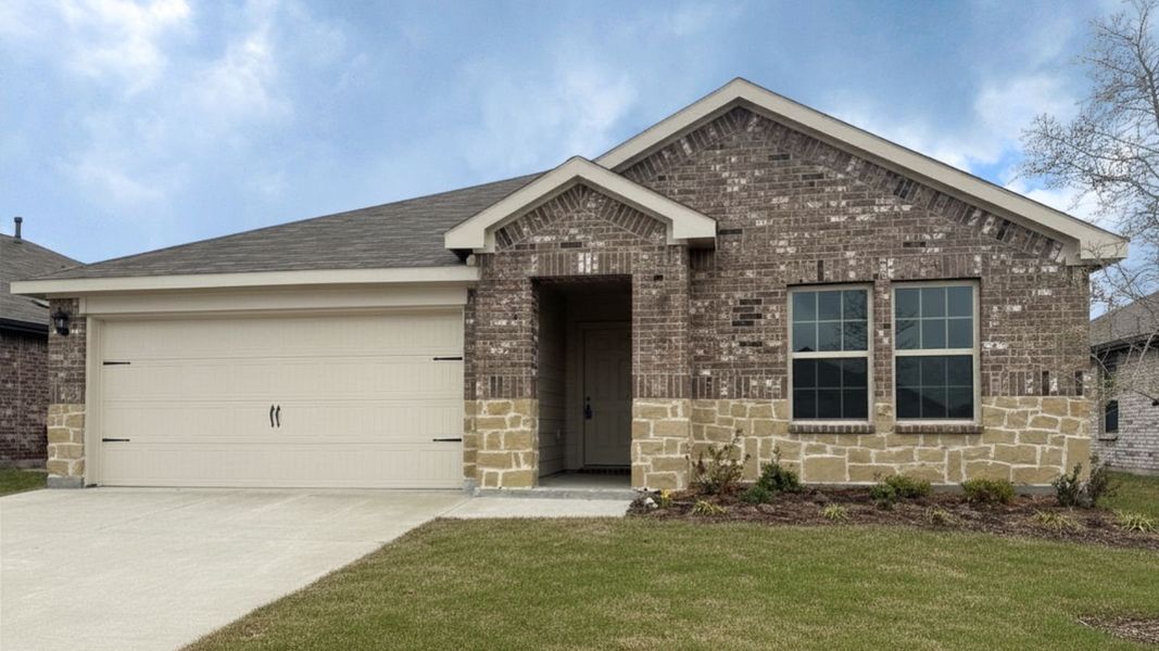 Front exterior of a new home in Riverfield, Josephine, TX, highlighting curb appeal (Image 1). Front exterior of a new home in Riverfield, Josephine, TX, highlighting curb appeal (Image 1).