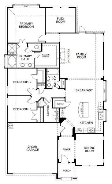 2D floor plan layout for the Concept 2065 by Risewell Homes in Silo Mills, Joshua, TX (Image 3). 2D floor plan layout for the Concept 2065 by Risewell Homes in Silo Mills, Joshua, TX (Image 3).