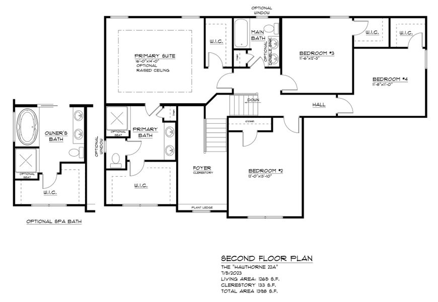 2D floor plan layout for the The Hawthorne by Forbes Capretto Homes in Cannon Woods, Clarence, NY (Image 3).