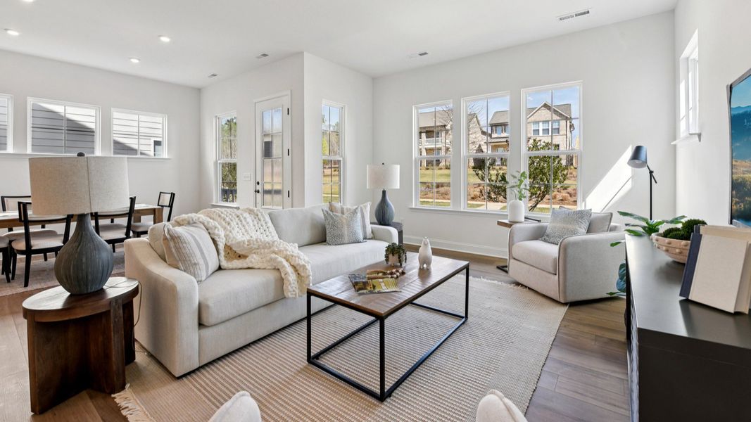 The 3-Story Brentwood Plan by DRB homes in River District Charlotte NC- Living