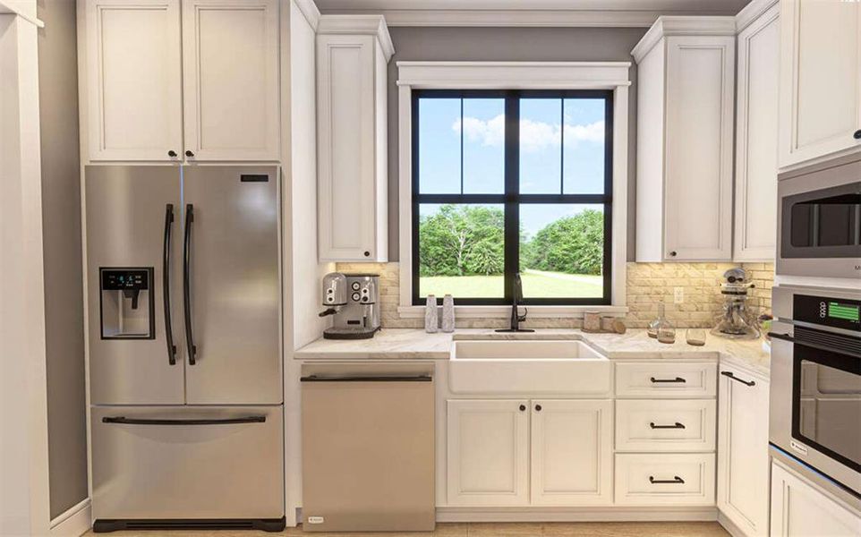 Great view of your backyard from the sink with granite counter tops