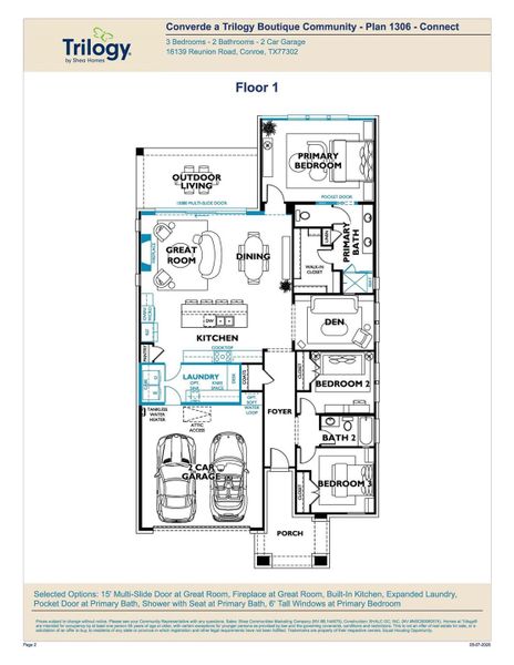 2D floor plan layout of this home in Converde™—a Trilogy® Boutique Community™, Conroe, TX (Image 2). 2D floor plan layout of this home in Converde™—a Trilogy® Boutique Community™, Conroe, TX (Image 2).