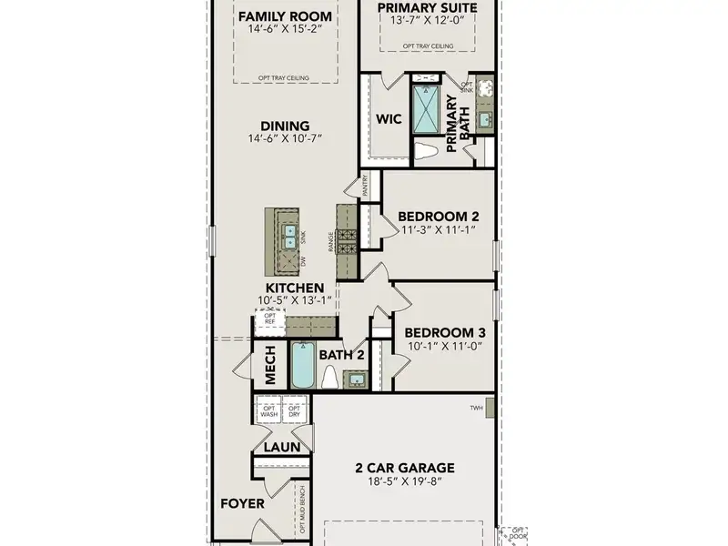 2D floor plan layout of this home in Caney Creek Place, Conroe, TX (Image 4).