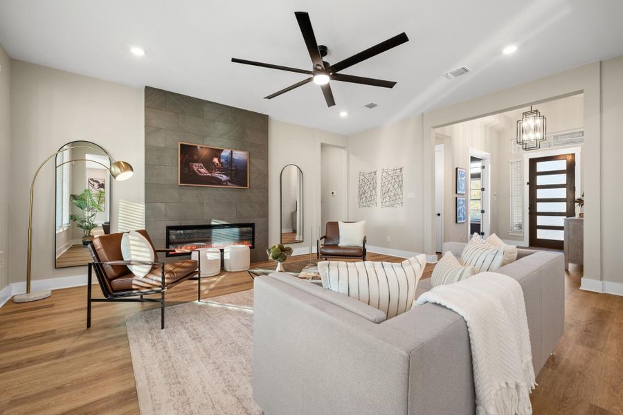 Furnished interior view inside a new home in Bryson, Leander (Image 7). Furnished interior view inside a new home in Bryson, Leander (Image 7).