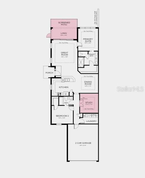 Structural options added: tray ceiling package, study, extended screened patio.