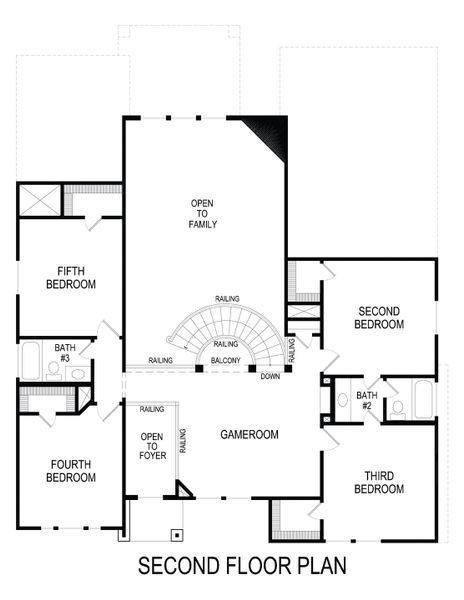 2D floor plan layout for the Stonehaven 2FS by First Texas Homes in Hidden Lakes Estates, DeSoto, TX (Image 5).