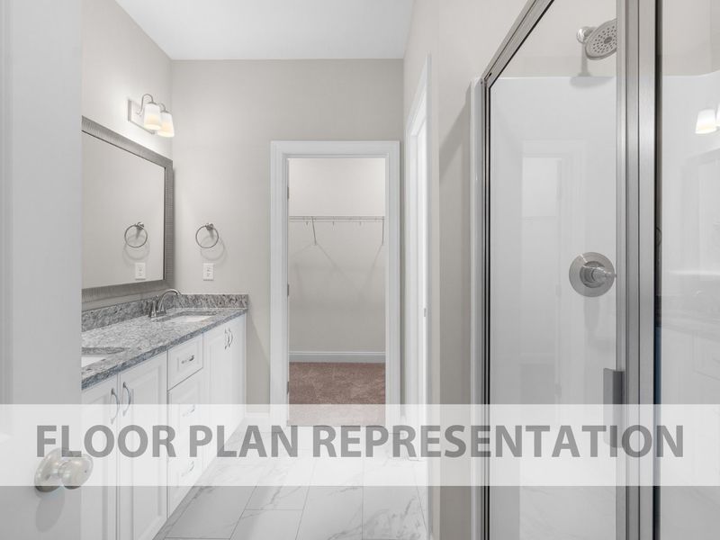 The 1313 Plan Primary Bathroom | Functional & Maximized Space designed by Ivey Homes