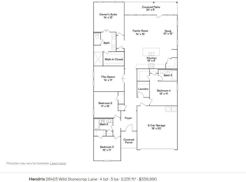 2D floor plan layout of this home in Anniston: Classic Collection, Katy, TX (Image 3). 2D floor plan layout of this home in Anniston: Classic Collection, Katy, TX (Image 3).