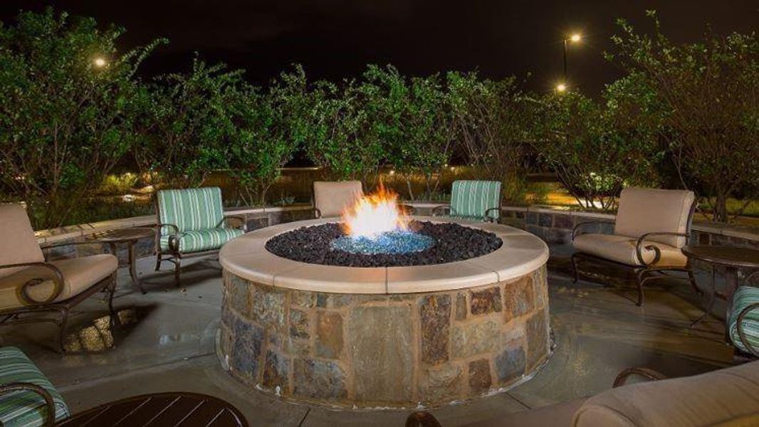 This inviting fire pit area at Bonterra is the perfect spot to gather with friends and neighbors for cozy evenings under the stars.
