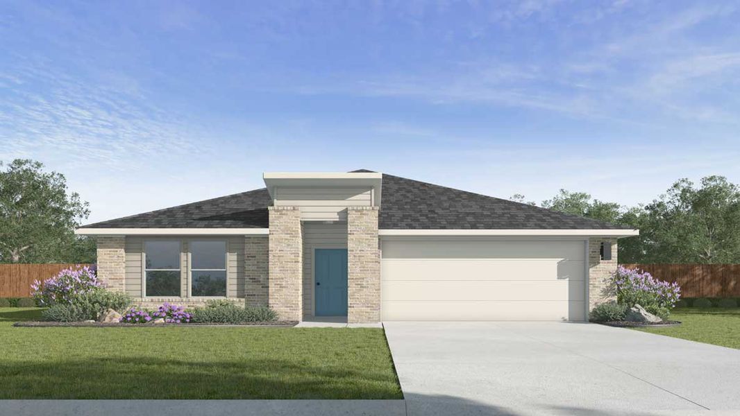 Representative exterior photo of a completed home built from the The Irvine by D.R. Horton in Southgrove, Kyle, TX (Image 2). Representative exterior photo of a completed home built from the The Irvine by D.R. Horton in Southgrove, Kyle, TX (Image 2).