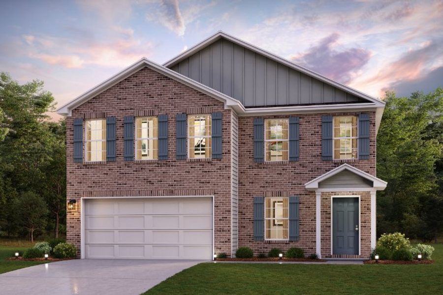 Representative exterior photo of a completed home built from the Kingston by Century Complete in David's Place, Warner Robins, GA (Image 1).